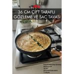 FİTHOME 36 Cm Çift Taraflı Sapı Çıkarılıp Fırına Atılabilir Gözleme ve Et Pişirme Izgara Tavası Döküm Granit