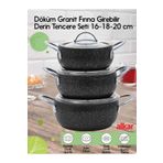 FİTHOME 3'LÜ DÖKÜM GRANİT EZME GÜVEÇ TENCERE SETİ 16-18-20 CM FIRINA GİREBİLİR