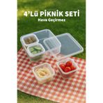 FİTHOME 4'lü Hava Geçirmez Piknik Seti Saklama Kabı Şeffaf Kapaklı Kahvaltı Seti