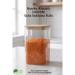 Fithome Bambu Kapaklı Kare Hava Geçirmez Gıda Erzak Saklama Kabı - 1400ML