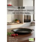 FİTHOME Büyük Boy Döküm Granit 36 CM Sac Kavurma Tavası Fırına Girebilir Yapışmaz