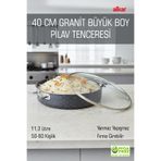 FİTHOME Büyük Boy Pilav Tenceresi XXL Granit Yanmaz Yapışmaz Çok Amaçlı Pilav Tenceresi 40 CM