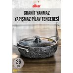 FİTHOME Granit Döküm Pilav Tenceresi Fırına Girebilir Metal Saplı Pilav Tenceresi 26-28-30 cm