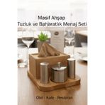 FİTHOME Masif Ahşap Tuzluk Baharatlık Menaj Seti Paslanmaz Kafe Restoran ve Oteller İçin Profesyonel Sunum