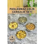 FİTHOME Paslanmaz Çelik 4'lü Çerezlik Seti - Şık Tasarım ve Uzun Ömürlü Kullanım İçin İdeal