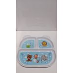 Fıtı Fıtı FıtıfıtıBebe Matt Cat Desenli ve Bölmeli Mavi bebek Mama Tabağı- Melamin Tabak- Ek Gıda