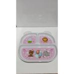 Fıtı Fıtı FıtıfıtıBebe Matt Cat Desenli ve Bölmeli Pembe Mama Tabağı- Melamin Tabak- Ek Gıda