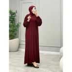 Fitil Görünümlü Triko Elbise - Bordo - Standart