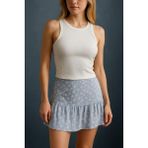 Fitilli Halter Yaka Kadın Crop Atlet - Ekru - M