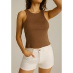 Fitilli Halter Yaka Kadın Crop Atlet - Kahve - M