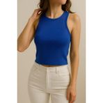 Fitilli Halter Yaka Kadın Crop Atlet - Koyu Mavi