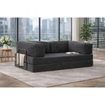 Fitilli Kadife Yataklı Kanepe 100x200 cm – 50 DNS Rebonded Sünger – Silinebilir & Yıkanabilir Kumaş – Tek Kişilik Kanepe Yatak (Antrasit, 90x180)