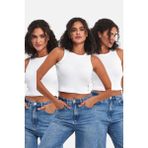 Fitilli Siyah Crop Halter Yaka Sıfır Kol Pamuklu 3'lü Kadın Atlet - XL - Beyaz