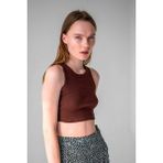 Fitilli Süper Crop Halter Yaka Örme ATLET-LAV10013 - Kahverengi