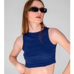Fitilli Süper Crop Halter Yaka Örme Atlet