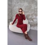 Fitilli Triko Elbise Bordo - 38