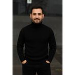 Fitilli Triko Kazak 2'li Set Beyaz Siyah Regular Balıkcı Yaka Tam Boğazlı Triko Seti Modeli Kaza - Beyaz - Siyah - XL