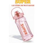 Fitmart 1.5 Lt Motivasyonel Sporcu Su Matarası Su Şişesi Bpa Free - Pembe