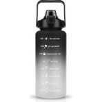 Fitmart 2 Lt Motivasyonel Sporcu Su Matarası Su Şişesi Bpa Free - Siyah - Beyaz