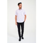 Fitmens Erkek Klasik Kısa Kol Keten Cotton Garneli Hediye Kutulu Gömlek - Açık Lila FS-000748