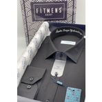 Fitmens Erkek Slim Fit Uzun Kol Ömür Boyu Yakandayım Nakışlı Hediye Kutulu Gömlek - Siyah FS-001376
