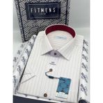 Fitmens Klasik Kısa Kol Çizgli Hediye Kutulu Erkek Gömlek FS-004162 - Beyaz Bordo