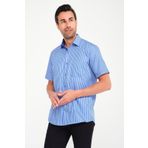 Fitmens Klasik Kısa Kol Kalın Çizgili Hediye Kutulu Erkek Gömlek - Saks Mavi FS-000702