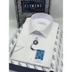 Fitmens Klasik Kısa Kol Keten Yaka Alttan Düğmeli Rahat Kumaş Hediye Kutulu Erkek Gömlek FS-004588 - Beyaz - XL