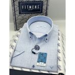 Fitmens Klasik Kısa Kol Keten Yaka Düğmeli Hediye Kutulu Erkek Gömlek FS-003626 - Açık Mavi - Acık Mavi - 3XL