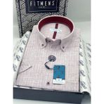 Fitmens Klasik Kısa Kol Keten Yaka Düğmeli Hediye Kutulu Erkek Gömlek FS-004567 - Bordo - 2XL