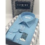 Fitmens Klasik Uzun Kol Cepsiz Keten Yaka Alttan Düğmeli Hediye Kutulu Erkek Gömlek FS-003686 - Turkuaz - 4XL