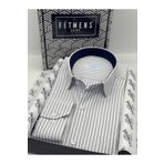 Fitmens Klasik Uzun Kol Çizgili Hediye Kutulu Erkek Gömlek Fs-003864 - Beyaz Lacivert