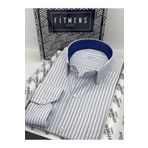 Fitmens Klasik Uzun Kol Çizgili Hediye Kutulu Erkek Gömlek Fs-003864 - Beyaz Saks Mavi