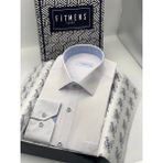 Fitmens Klasik Uzun Kol Filafil Pitikareli Swift Hediye Kutulu Erkek Gömlek FS-001263 - Beyaz Mavi - 4XL