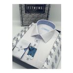 Fitmens Klasik Uzun Kol Keten Cotton Hediye Kutulu Erkek Gömlek - Beyaz Açık Mavi FS-001261