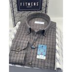 Fitmens Klasik Uzun Kol Kışlık Kareli Yaka Düğmeli Pamuklu Hediye Kutulu Erkek Gömlek FS-004342 - Kahverengi - XL