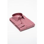 Fitmens Klasik Uzun Kol Premium Kalın Çizgili Hediye Kutulu Erkek Gömlek - Bordo Beyaz FS-001266