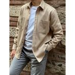 Fitmens Oversize Gabardin Pamuklu Hediye Kutulu Erkek Ceket Gömlek FS-003868 - Bej - 2XL