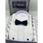 Fitmens Slim Fit Uzun Kol Ata Yaka Gizli Düğmeli Smokin Damatlık Erkek Gömlek FS-004297 - Beyaz