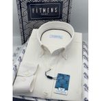 Fitmens Slim Fit Uzun Kol Baklava Desen Kol Nakışlı Yaka Düğmeli Hediye Kutulu Şık Erkek Gömlek FS-004200 - Krem
