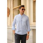 Fitmens Slim Fit Uzun Kol Hakim Yaka Yarım Patlı Hediye Kutulu Erkek Gömlek Fs-003687 - Mavi