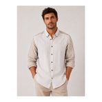 Fitmens Slim Fit Uzun Kol Keten Likra Çift Desen Cepsiz Hediye Kutulu Erkek Gömlek FS-004577 - Bej