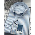 Fitmens Slim Fit Uzun Kol Likralı Çizgili Yaka Düğmeli Hediye Kutulu Erkek Gömlek FS-003669 - Açık Mavi - Acık Mavi