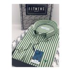 Fitmens Slim Fit Uzun Kol Likralı Çizgili Yaka Düğmeli Hediye Kutulu Erkek Gömlek Fs-003669 - Yeşil
