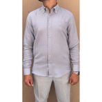 Fitmens Slim Fit Uzun Kol Müslin Pamuk Rahat Nefes Alabilen Kumaştan Yaka Düğmeli Hediye Kutulu Erkek Gömlek FS-004202 - Gri