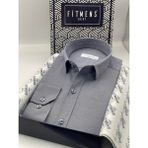 Fitmens Slim Fit Uzun Kol Ömür Boyu Yakandayım Nakışlı Hediye Kutulu Erkek Gömlek FS-001376 - Lacivert Beyaz - Lacivert - Beyaz - 3XL