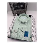Fitmens Slim Fit Uzun Kol Premium Çizgili Yaka Düğmeli Hediye Kutulu Erkek Gömlek FS-004440 - Yeşil
