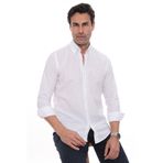 Fitmens Slim Fit Uzun Kol Yaka Düğmeli Nefes Alan Keten Hediye Kutulu Erkek Gömlek FS-004548 - Beyaz