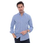 Fitmens Slim Fit Uzun Kol Yaka Düğmeli Nefes Alan Keten Hediye Kutulu Erkek Gömlek FS-004548 - Koyu Mavi