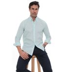 Fitmens Slim Fit Uzun Kol Yaka Düğmeli Nefes Alan Keten Hediye Kutulu Erkek Gömlek FS-004548 - Mint